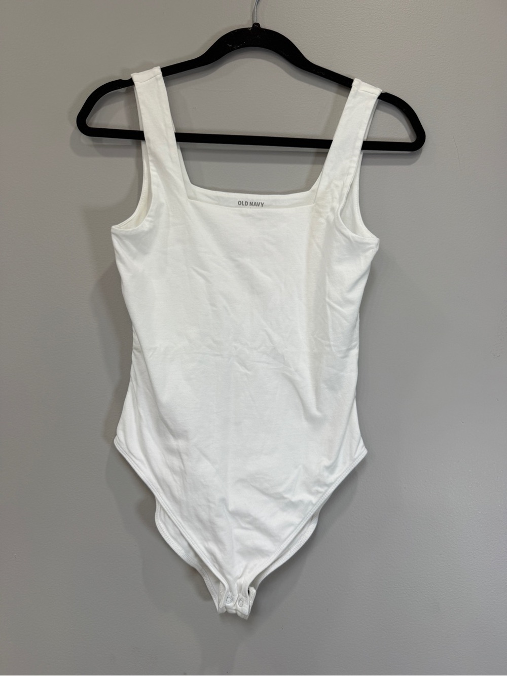 Old Navy White Square Neck Ribbed Bodysuit